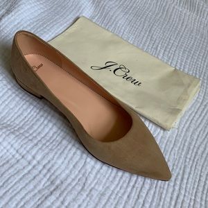 Pointed tan suede jcrew flat sz 10 nwt